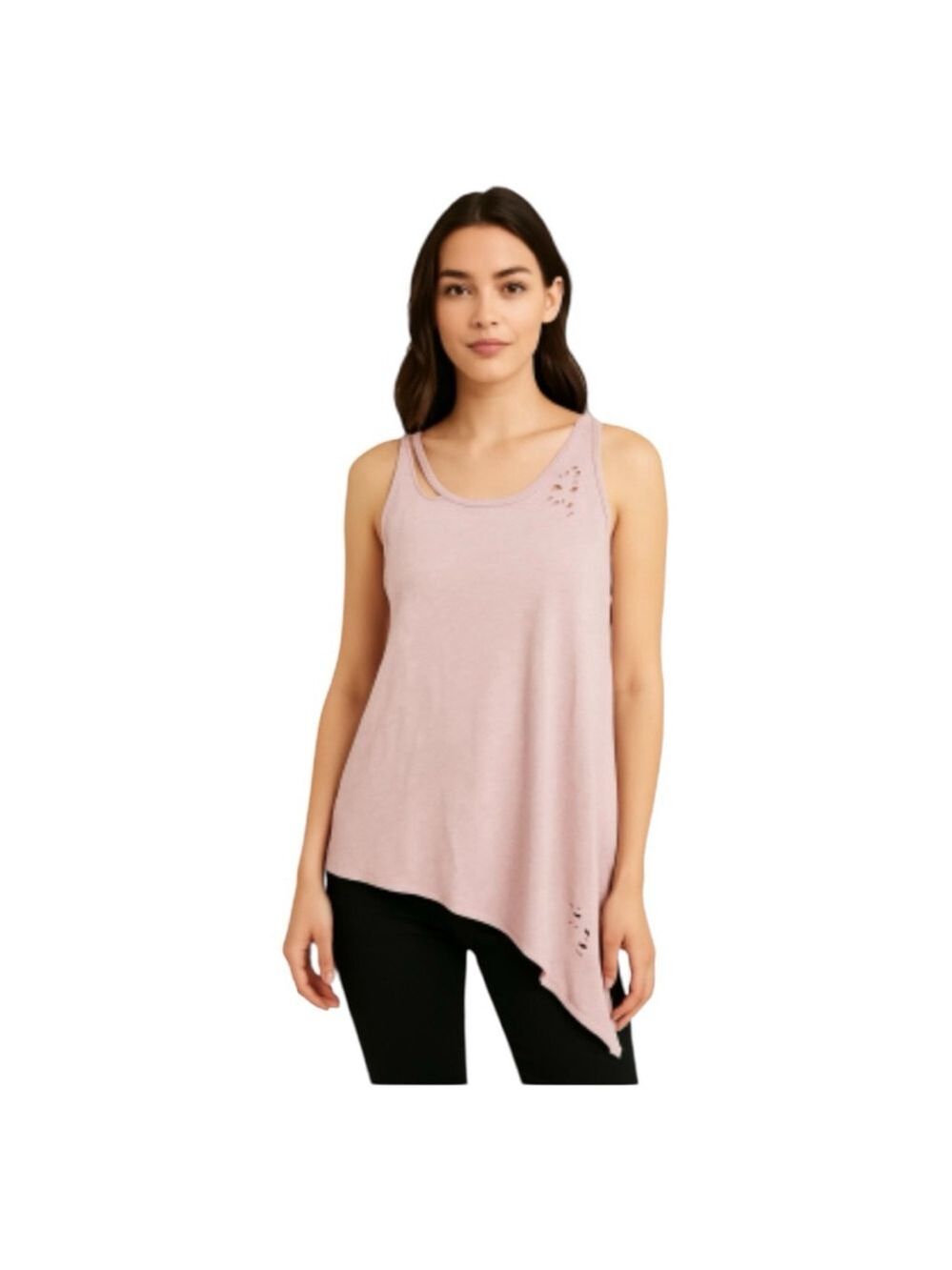 NYTT distressed sleeveless asymmetrical tank top blush pink Grunge Whimsigoth